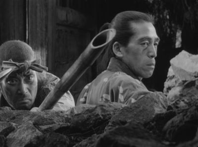 Still from Seven Samurai (1954) that has been tagged with: black and white