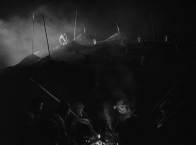 Still from Seven Samurai (1954) that has been tagged with: campfire