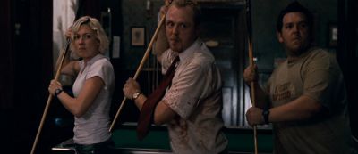 Still from Shaun Of The Dead (2004) that has been tagged with: 714f38 & three-shot & day & interior & medium wide