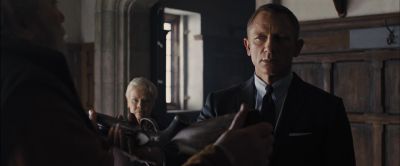 Still from Skyfall (2012) that has been tagged with: gun & medium wide & over-the-shoulder