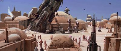 Still from Star Wars: A New Hope (1977) that has been tagged with: day & exterior & extreme wide & desert