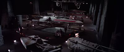 Still from Star Wars: A New Hope (1977) that has been tagged with: airport & extreme wide