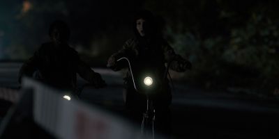 Still from TV Show: Netflix — "Stranger Things: Season 1 - Episode 1" that has been tagged with: bicycle & headlight