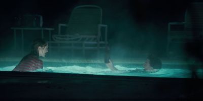 Still from TV Show: Netflix — "Stranger Things: Season 1 - Episode 2" that has been tagged with: 8b8488 & night & swimming
