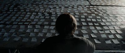 Still from Synecdoche, New York (2012) that has been tagged with: 979aaa & clean single & over-the-shoulder & medium shot