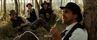 Still from The Assassination Of Jesse James By The Coward Robert Ford (2007) that has been tagged with: c5b359 & group-shot & day