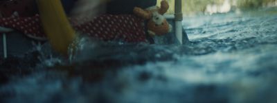 Still from Commercial: McDonald's — "The Bed" that has been tagged with: bed & teddy bear & rapids