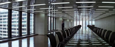 Still from The Dark Knight (2008) that has been tagged with: conference room & wide shot