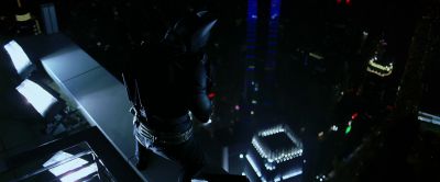 Still from The Dark Knight (2008) that has been tagged with: 3cb472 & skyscraper & night