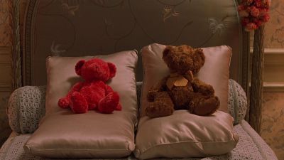 Still from The Dreamers (2003) that has been tagged with: bed & teddy bear