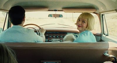 Still from The Fabelmans (2022) that has been tagged with: car interior & french over shot