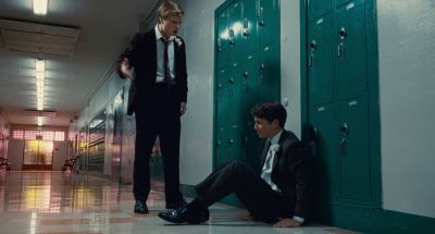 Still from The Fabelmans (2022) that has been tagged with: wide shot & locker room & sitting & high school & low-angle
