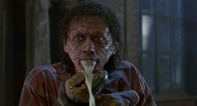 Still from The Fly (1986) that has been tagged with: medium close-up & interior & clean single & night & gross