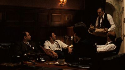 Still from The Godfather (1972) that has been tagged with: fada5c & group-shot & night & interior