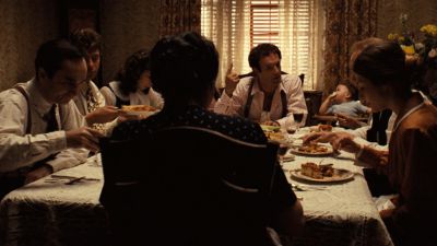 Still from The Godfather (1972) that has been tagged with: 000000 & interior & group-shot & blinds