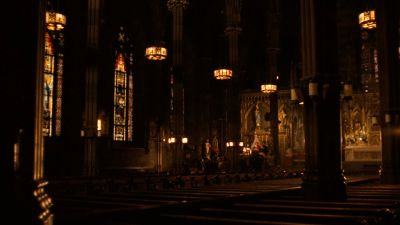 Still from The Godfather (1972) that has been tagged with: day & interior & baptism & establishing shot