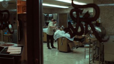 Still from The Godfather (1972) that has been tagged with: b38a6b & barber & day & interior
