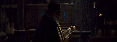 Still from The Hateful Eight (2015) that has been tagged with: interior & medium shot & night
