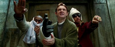 Still from The Hitchhiker's Guide to the Galaxy (2005) that has been tagged with: a67a59 & day & medium wide & three-shot