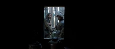 Still from The New World (2005) that has been tagged with: soldier & window & frame in a frame & historical & two-shot