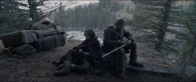 Still from The Revenant (2015) that has been tagged with: river & two-shot & woods