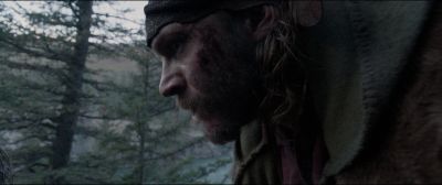 Still from The Revenant (2015) that has been tagged with: cfcfc4 & forest & close-up & profile shot