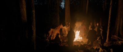 Still from The Revenant (2015) that has been tagged with: group-shot & night & camp