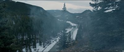 Still from The Revenant (2015) that has been tagged with: high-angle & woods & day & mountains