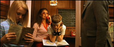 Still from The Royal Tenenbaums (2001) that has been tagged with: ff9933 & medium wide
