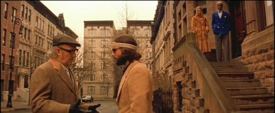 Still from The Royal Tenenbaums (2001) that has been tagged with: 7e461b & day & group-shot & exterior