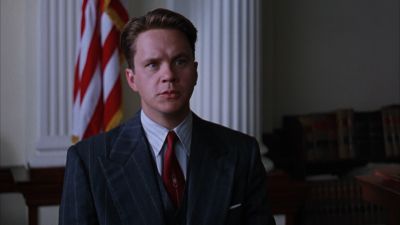 Still from The Shawshank Redemption (1994) that has been tagged with: day & courtroom & flag & clean single & american flag