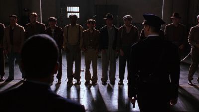 Still from The Shawshank Redemption (1994) that has been tagged with: 3d341f & interior & prison