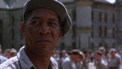 Still from The Shawshank Redemption (1994) that has been tagged with: clean single & day & exterior & prison yard & close-up