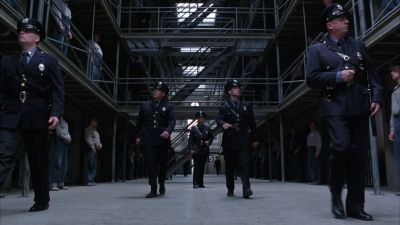 Still from The Shawshank Redemption (1994) that has been tagged with: wide shot & prison