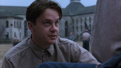 Still from The Shawshank Redemption (1994) that has been tagged with: prison yard & prison & exterior