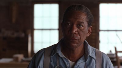 Still from The Shawshank Redemption (1994) that has been tagged with: day & clean single & medium close-up & woodshop