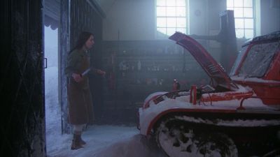 Still from The Shining (1980) that has been tagged with: snowmobile & day