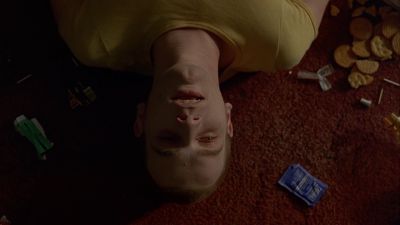 Still from Trainspotting (1996) that has been tagged with: medium shot & top-down & clean single & day & interior