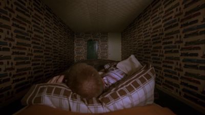 Still from Trainspotting (1996) that has been tagged with: 714f38 & night & bed & bedroom & clean single & wide shot