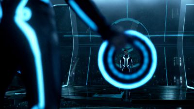 Still from TRON: Legacy (2010) that has been tagged with: 80f9ff & wide shot