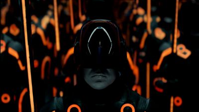 Still from TRON: Legacy (2010) that has been tagged with: e1a960 & medium close-up
